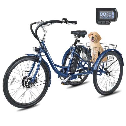 VIRIBUS 350W 7 Speed  24"/26'' Electric Adult Tricycle Trike 36V 13Ah Battery - Picture 2 of 19