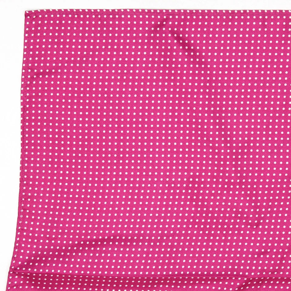 Tommy Hilfiger Mens Silk Pocket Square Magenta White Pindot Polka Dot Print 13” - Image 4 of 4