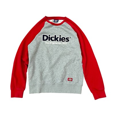 Vintage Y2K Dickies Sweatshirt Logo Crewneck Red Gray Skate 90s Spellout