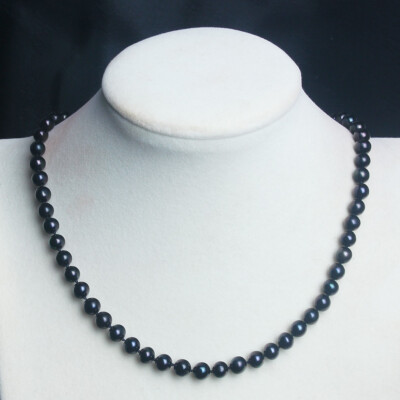 Black Pearl Necklace Choker Long 
