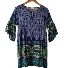 Umgee USA Size Small Peasant Boho Paisley Dress