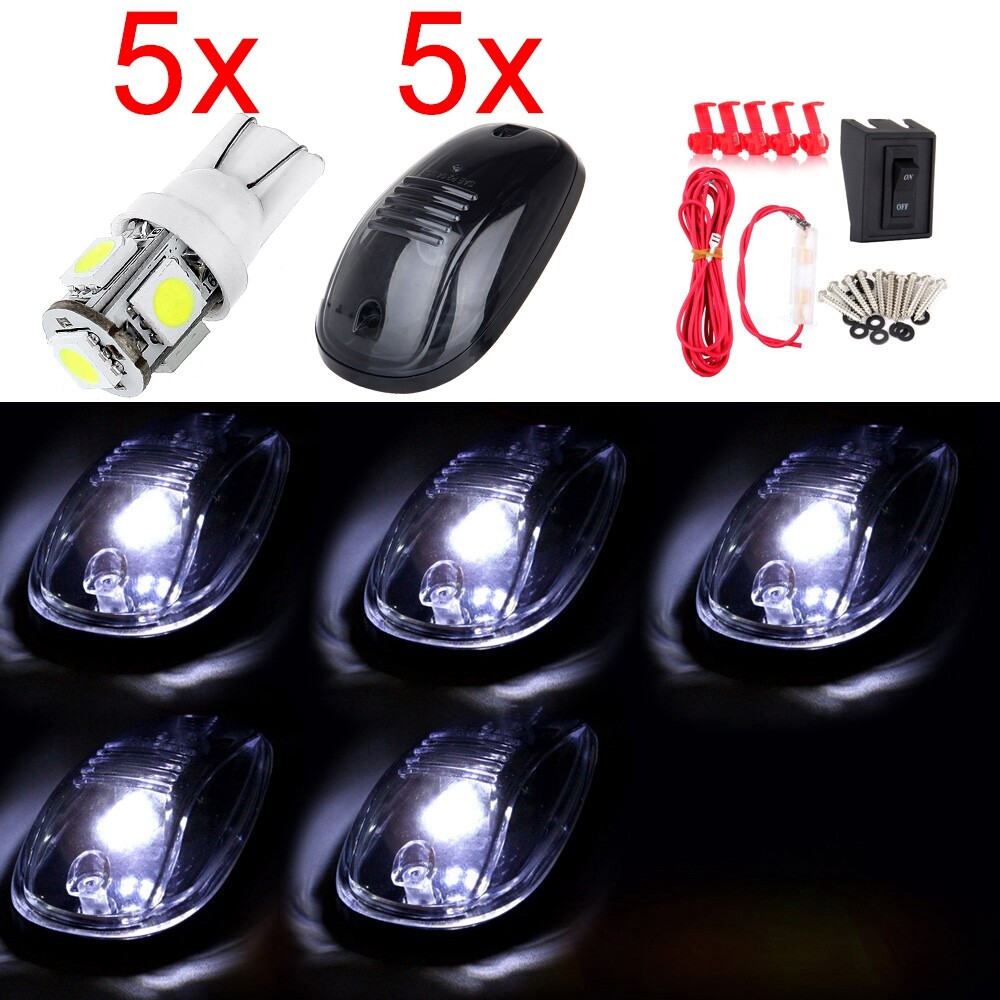 5x Smoke LED Roof Marker Light Covers for 03-16 Dodge Ram Trucks