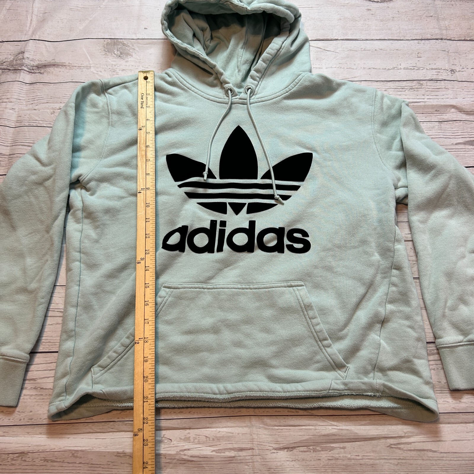 Adidas Crop Top Hoodie Sweatshirt Long Sleeve Blue Women's Size Small thumbnail 5