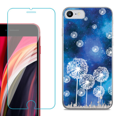 Slim Phone Case for iPhone SE 2022, with Tempered Glass - Dandelion Stars