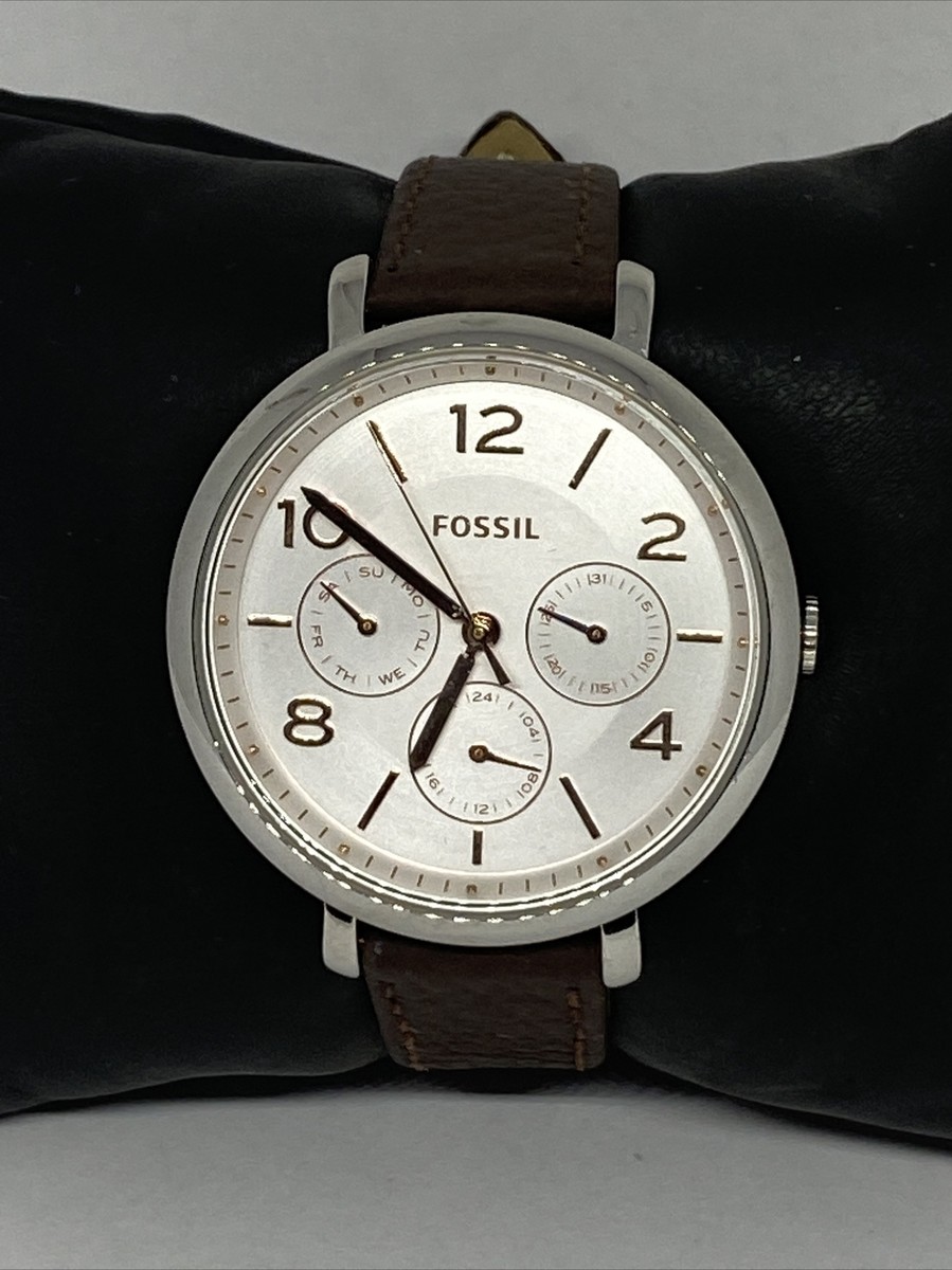 Fossil Jacqueline ES3738 Women's Leather Analog Silver Dial Quartz - Main Image