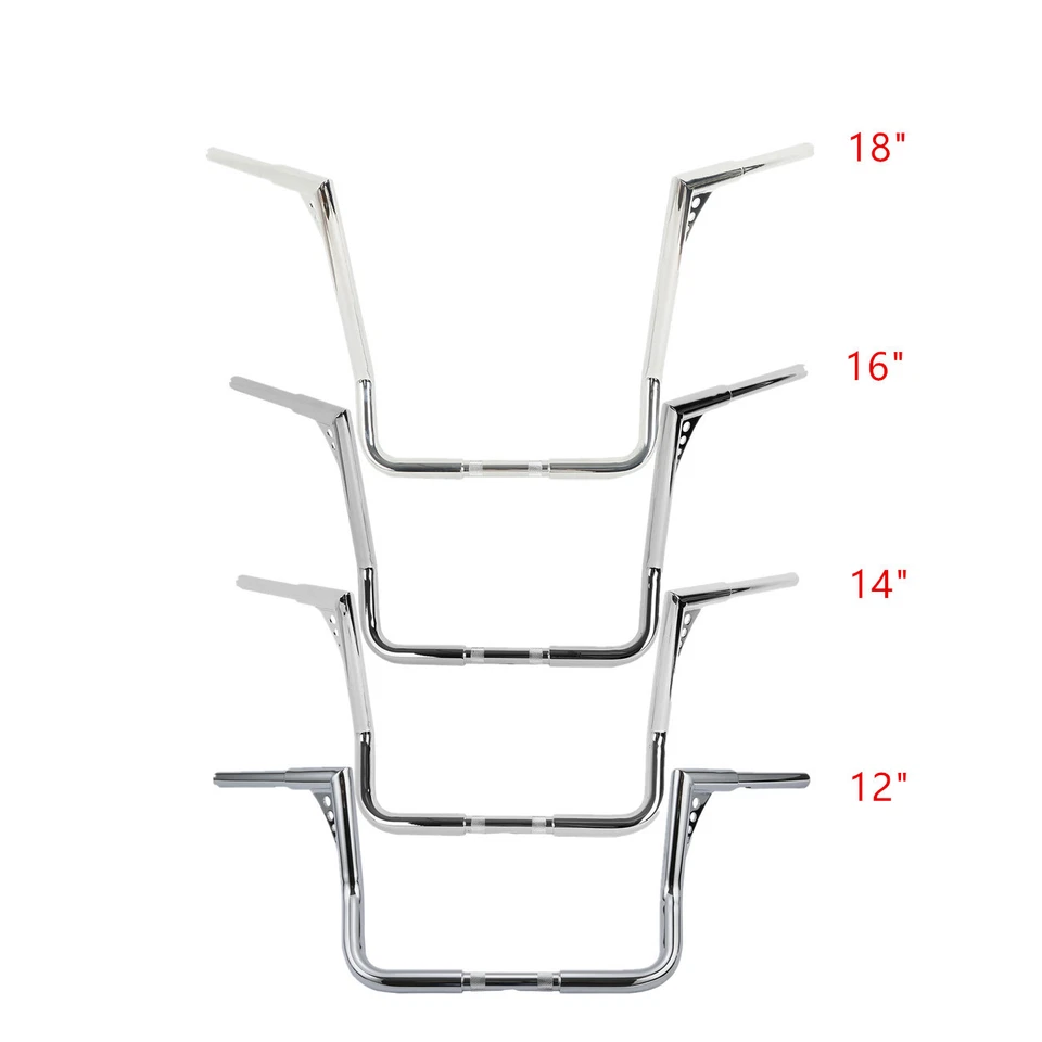 Barra de alça de elevação 12/14/16/18" compatível com Harley Street Glide 1982-2024 preta/cromo - Imagem 2 de 4