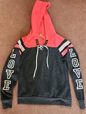 Bobbie Brooks Hoodie Girls Ladies M Pink Gray Love Long Sleeve Comfort Sporty