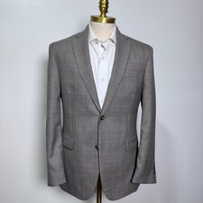 Jos. A. Bank Blazer Mens 38R Brown Houndstooth Windowpane Wool Traditional Fit