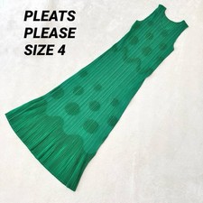 PLEATS PLEASE Long Dress Excellent Condition Green Polyester Size 4 XL
