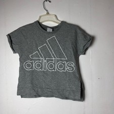 Adidas Kids Gray T-Shirt Short Sleeve Logo Grapy Size L/G