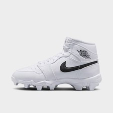 Big Kids' Air Jordan Retro 1 Mid Cleats White/Black HF6883 100