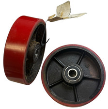 Pallet Jack Steer Wheels2"x7"with Bearings Poly Tread6204-2RS2 Fasteners LOT OF2