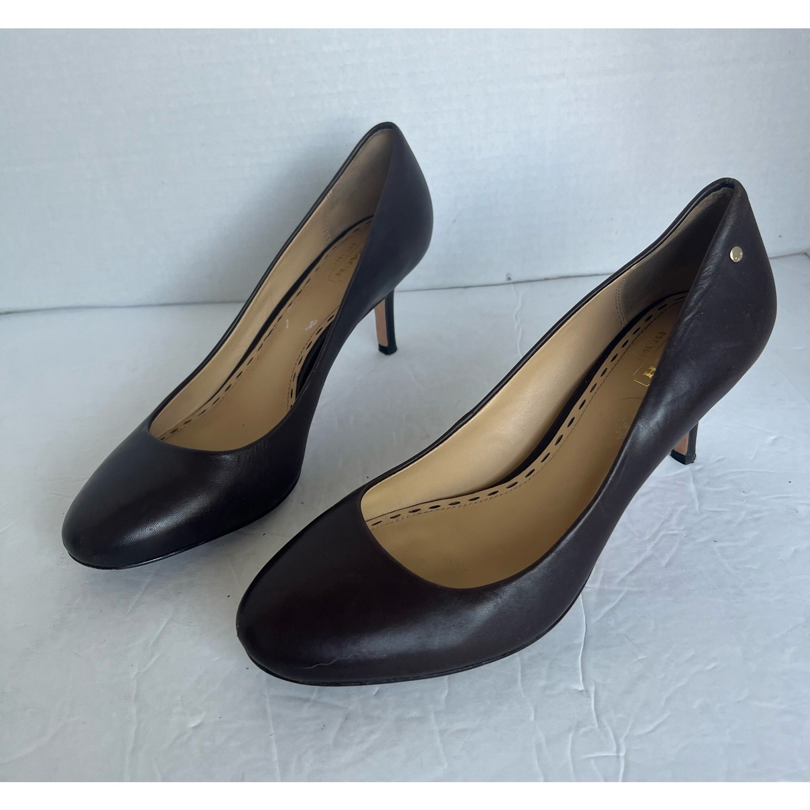 Coach Missy Womens Brown Napa Leather Round Toe Pump Heels Size 9B