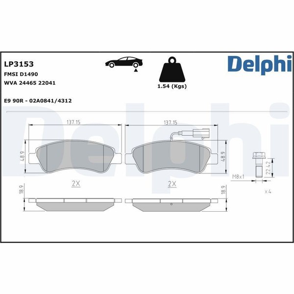 Delphi Bremsbelag Satz FüR Fiat Peugeot CitroëN Opel 14-25 1612434180-image