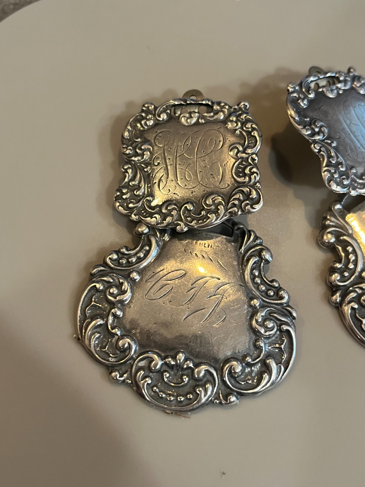 Solid .925 Sterling Silver - Monogram Clip-On Ear… - image 2