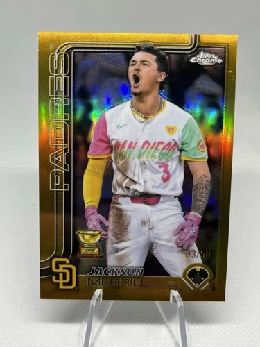 2025 Topps Chrome Jackson Merrill #61 Gold Refractor /50 Rookie Cup Padres Card