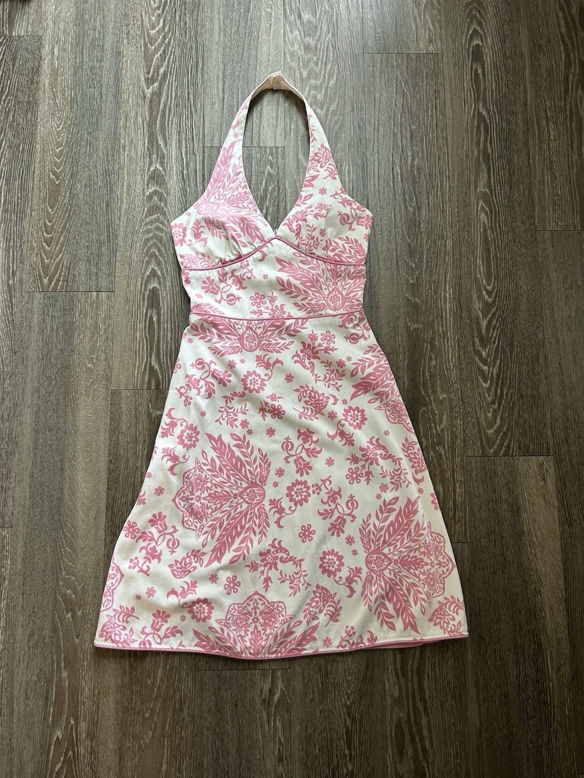 VTG Rouge Pink Floral Halter Dress Y2K 90s Coquette Ditsy Romantic