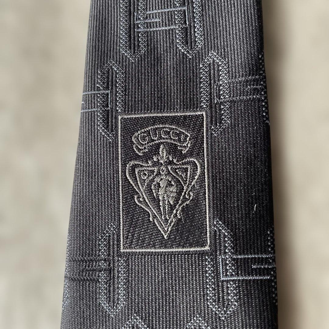 Authentic GUCCI Black G Pattern Silk Necktie Luxu… - image 3
