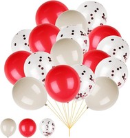 Set Mit 60 Luftballons 30 Cm Dekoration FüR Geburtstage Und Partys Rot Und Weiß