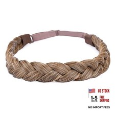 Synthetic Hair Braided Headband Classic Chunky Wide Plaited Dark Blonde