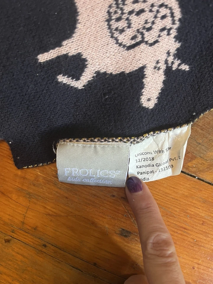 "Manta brillante unicornio colección niños Frolics 90 % algodón 10 % lúrex 58"" x 47""" Foto 4 de 4