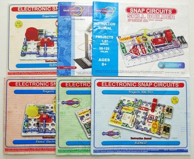 Elenco Snap Circuits 6 Instruction Manuals 1-101 2x/102-305/306-511/Skill/Bric