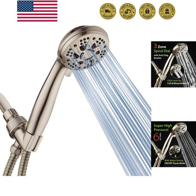 #ad High Pressure 6 Setting Full Brushed Nickel Handheld Shower Head with Stainle... $51.99