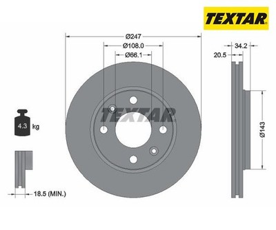 2 St. Bremsscheibe PRO TEXTAR 92043103 für Peugeot 106 I 306