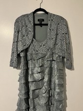 R M Richards Women's Blue Tiered Gown W/Jacket Sz 16 EUC Mother Of The Bride