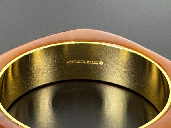 Alternate view of $150 Veronica Beard Nib Auth Tortoise Sculpted Resin Bangle Bracelet Gold Plated