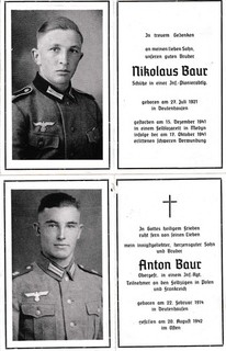 WWII German Baur Brothers Death Cards Pioneer IR62 Russia KIA 1941 42