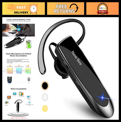 Wireless Bluetooth Earpiece V5.0 Handsfree Headset with Microphone - 24H Talk Ti