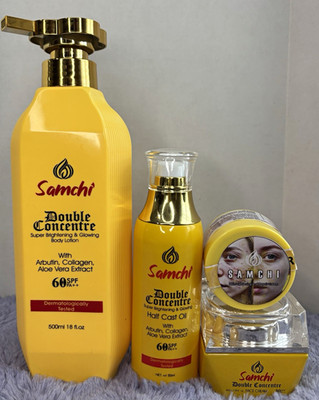 Samchi Double Concentre Brightening Lotion,Oil,Facecream, Repaircream,SPF60 Set 