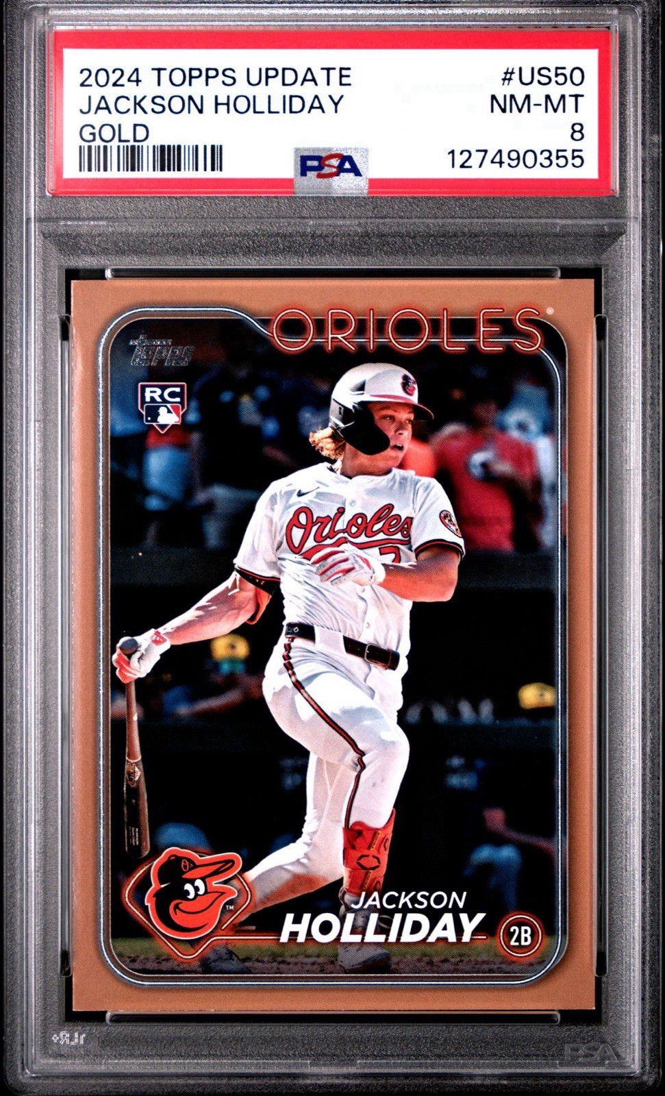 2024 Topps Update Series - Jackson Holliday #US50 Gold /2024 (RC) PSA 8