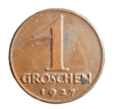 1 Republik &Ouml;sterreich 1 Groschen Cu-Sn 1927 sehr sch&ouml;n