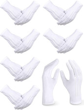 6 Pairs White Gloves Men for Honor Guard Tuxedo Parade Pallbearer White Usher