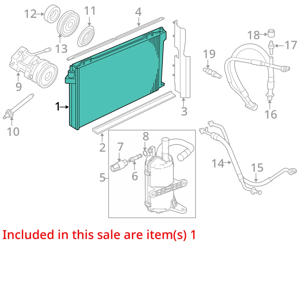 Condensador de CA compatible con 06-11 Crown Victoria 1396687 Foto 3 de 4