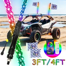 2x 3FT/4FT LED Whip Lights RGB+ Chasing Color...
