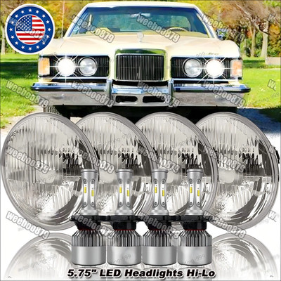 4PCS 5.75'' Round LED Headlights Hi/Lo for Mercury Cougar 1967-76 Monterey Comet
