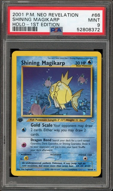 Pokemon Shining Magikarp Holo Neo Revelation 66/64 1st Edition PSA 9 Mint