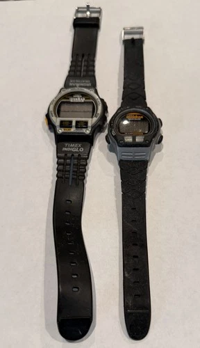 2 Vintage Timex Ironman Triathlon Men Sport Multifunction Quartz Digital Watch
