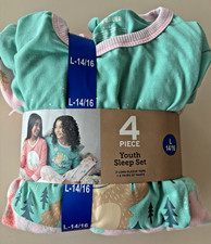 EDDIE BAUER 4 Piece SLEEP SET Long Sleeve Pajama Set Youth Large 14/16 NWT