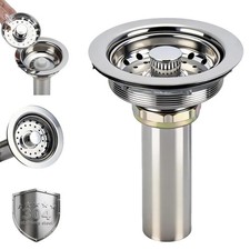 3 in 1 Kitchen Sink Drain Assembly, Stainless Steel Basket Strainer, 3-1/2 Inch