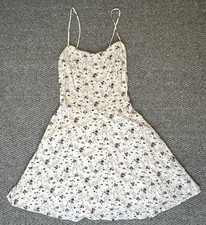 Hollister Mini Dress Ivory Burgundy Ditzy Floral Spaghetti Strap Size Small Boho