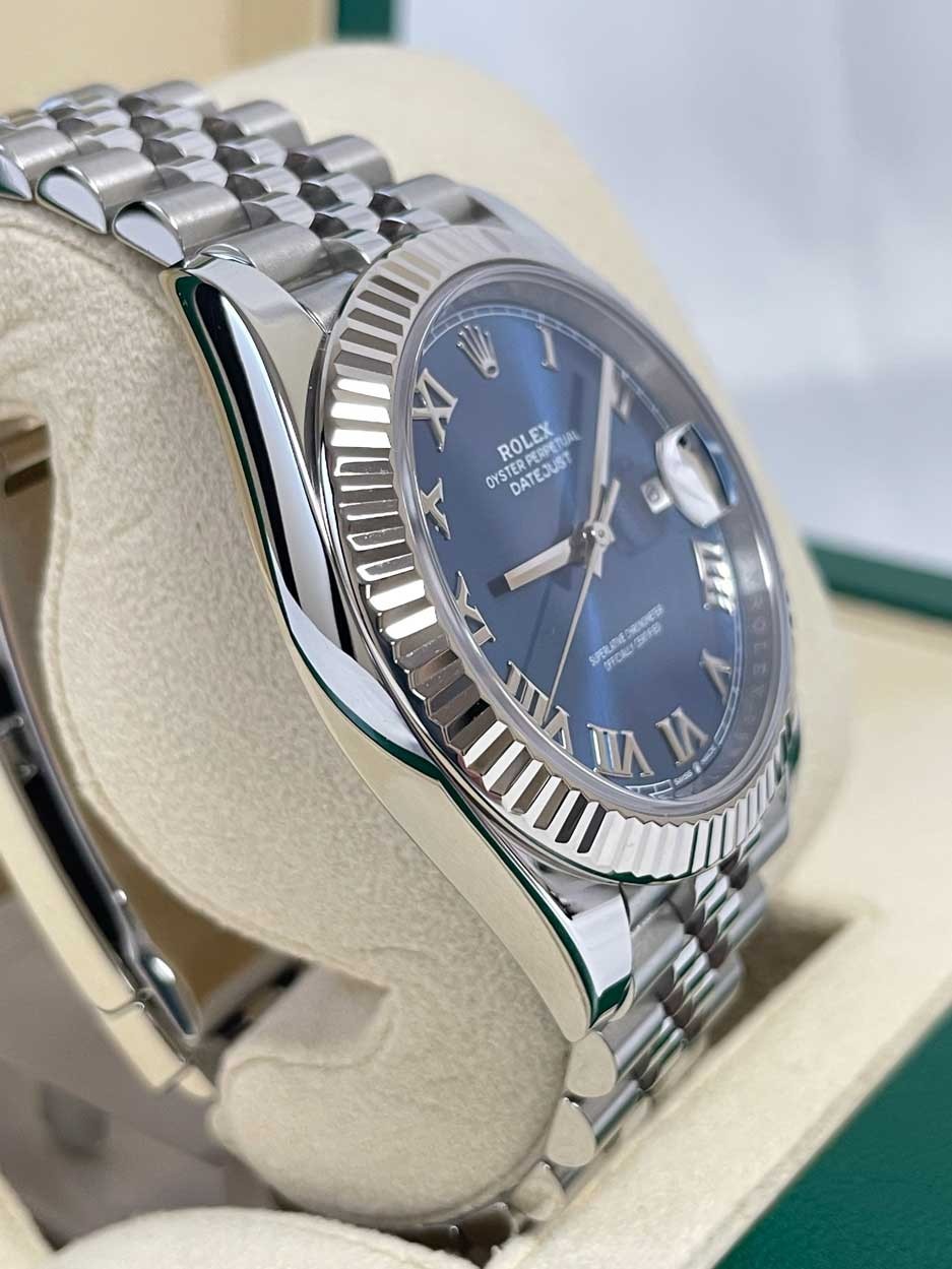 Rolex Datejust 41 126334 Oyster Steel 18k White Gold Bezel 41mm Blue Roman LNIB image 2