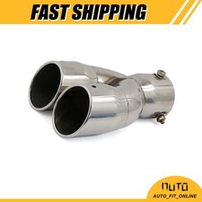 One 3 Inlet Dia Car Double Row Stainless Steel Exhaust Muffler Tip Universal