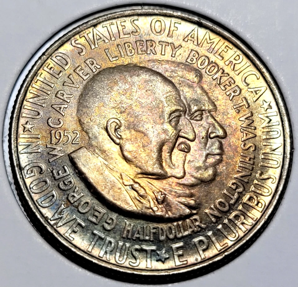 1952 Washington Carver 90% Silver US Commemorative Half Dollar 50c Coin - Image 3 of 4