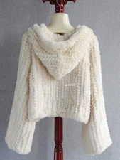 New Korean Women's Winter Rex Rabbit Fur Woven Fur Coat Hooded Short Cardigans