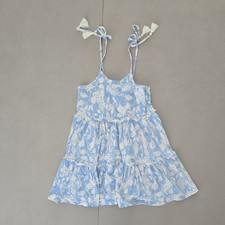 New Girls Light Blue Floral Tiered Sundress with Tie Straps Size 8Y