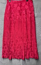 Talbots 100 Silk Vintage Red Floral pleated Midi Skirt Size: 8